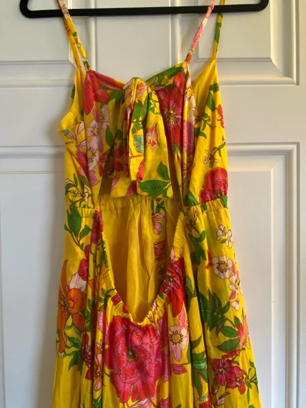 Sunny Yellow Floral Maxi Dress with Spaghetti Straps - Picture 6 of 9